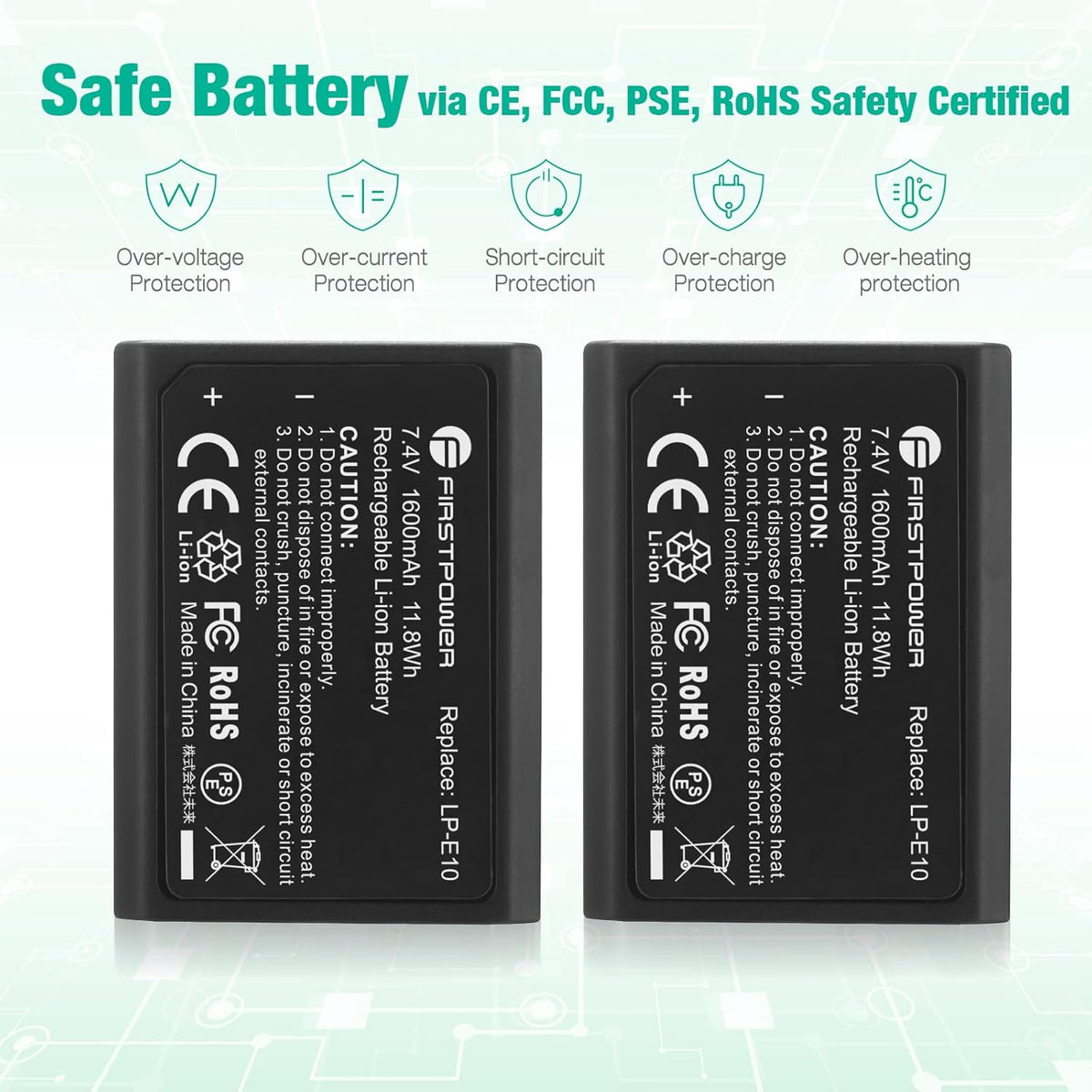 LP-E10 Batteries 2-Pack 1600mAh K718209