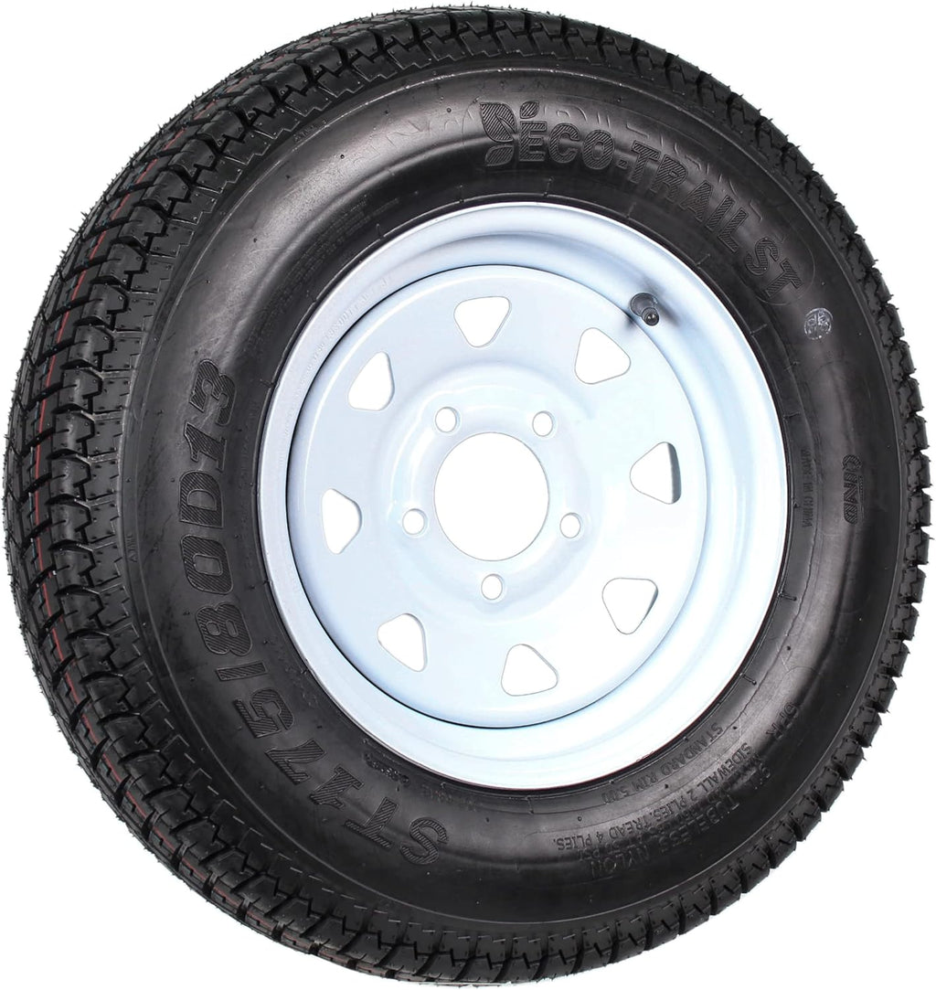 2-Pk Trailer Tire On Rim ST175/80D13 175/80 13 in. LRC 5 Hole White Spoke Wheel I230656