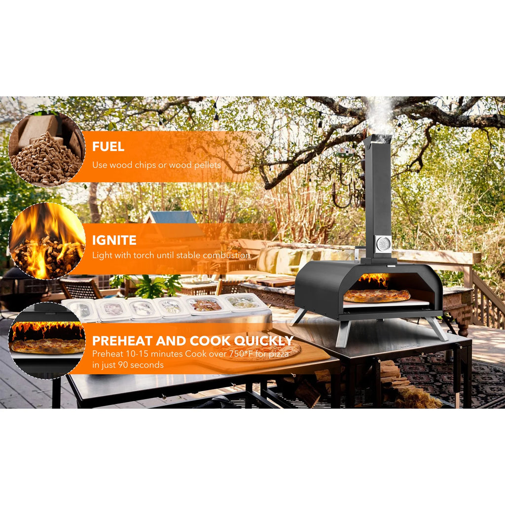 13 Wood Fired Stainless Steel Pizza Oven with Pizza Stone E348366