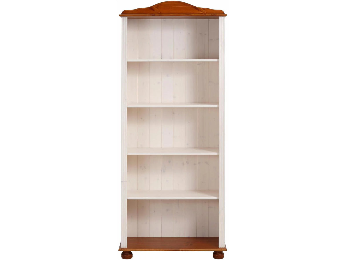 5 Shelf Open Bookcase, White and Honey X935