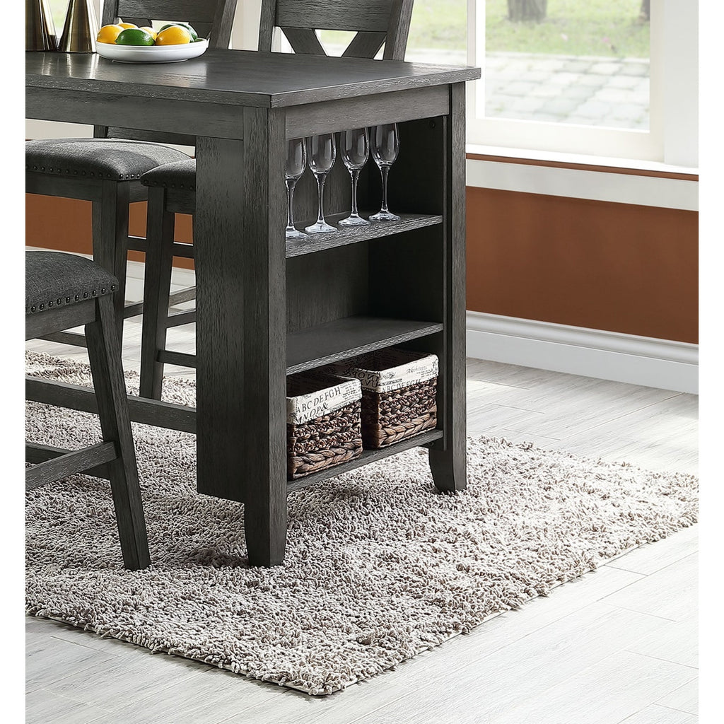 1pc Counter Height Dining Table with Storage Shelves Q3622