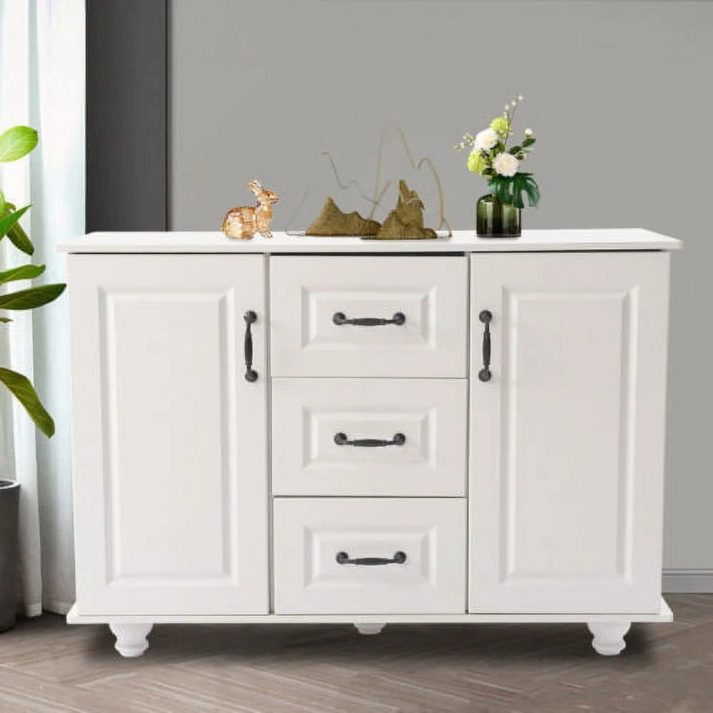 White Wooden 3 Drawer 2 Door Storage Cabinet M4595