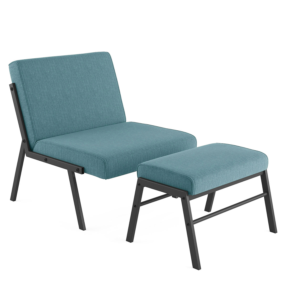 Green Linen Accent Chair with Ottoman I2378