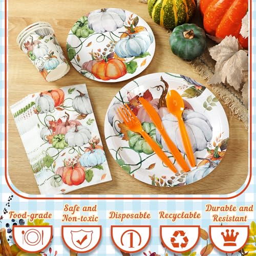 400 Pcs Fall Disposable Dinnerware Set for 50 Guest P8183