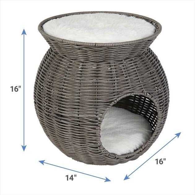 Round Wicker Cat Condo with Top Perch F3011