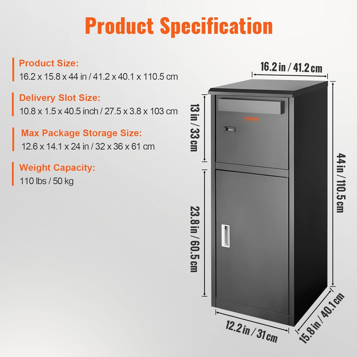 Galvanized Steel Package Delivery Box with Coded Lock W7664