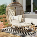 Oversized Grey Wicker Egg Chair with Ottoman C827