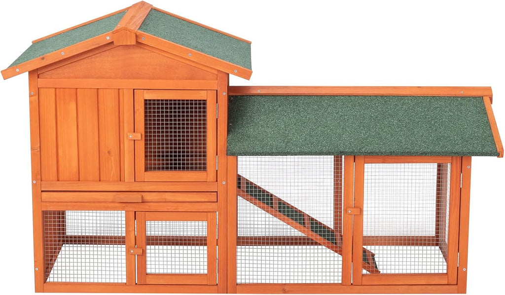 61" Wooden Chicken Coop on Wheels with Waterproof Tray G44759
