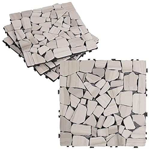 Natural Real Stone Interlocking Floor Deck Tiles 12"x12" W7624