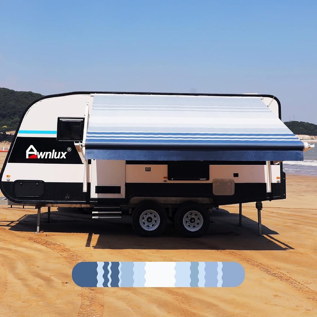 Ocean Blue 16' Waterproof Vinyl RV Awning Fabric Replacement Q638