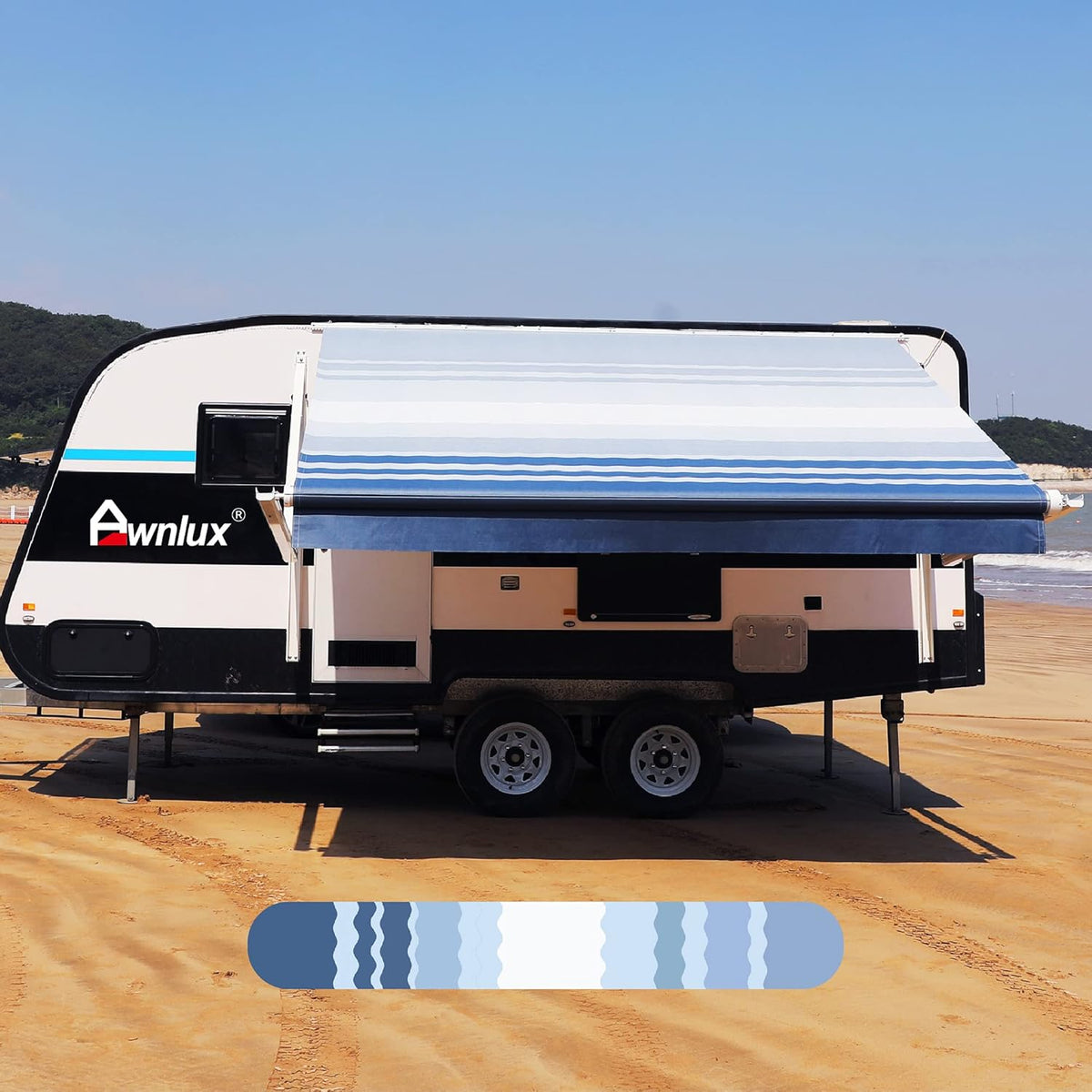 Ocean Blue 16' Waterproof Vinyl RV Awning Fabric Replacement Q638