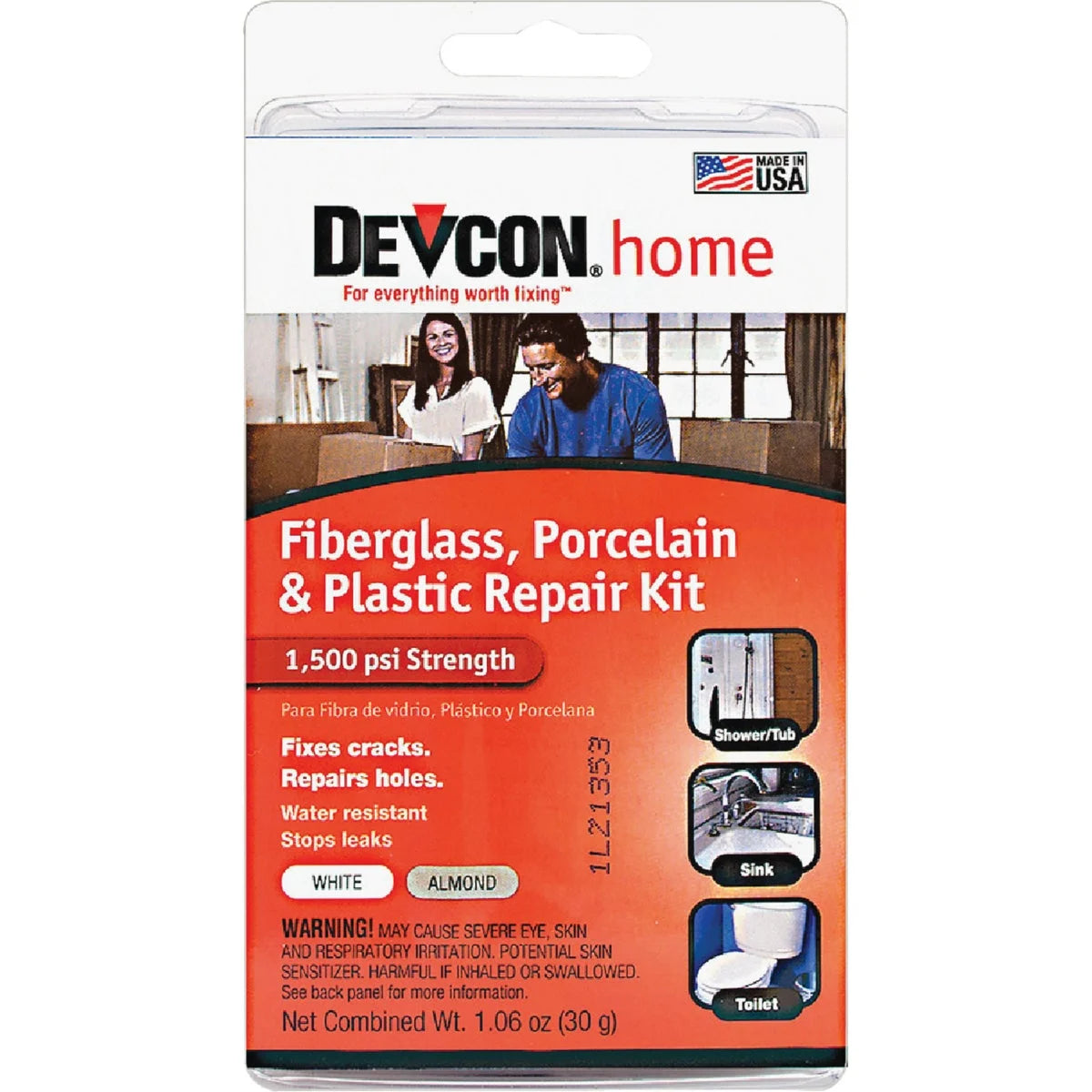 1.06 Oz. Fiberglass, Porcelain & Plastic Epoxy Repair Kit N802837