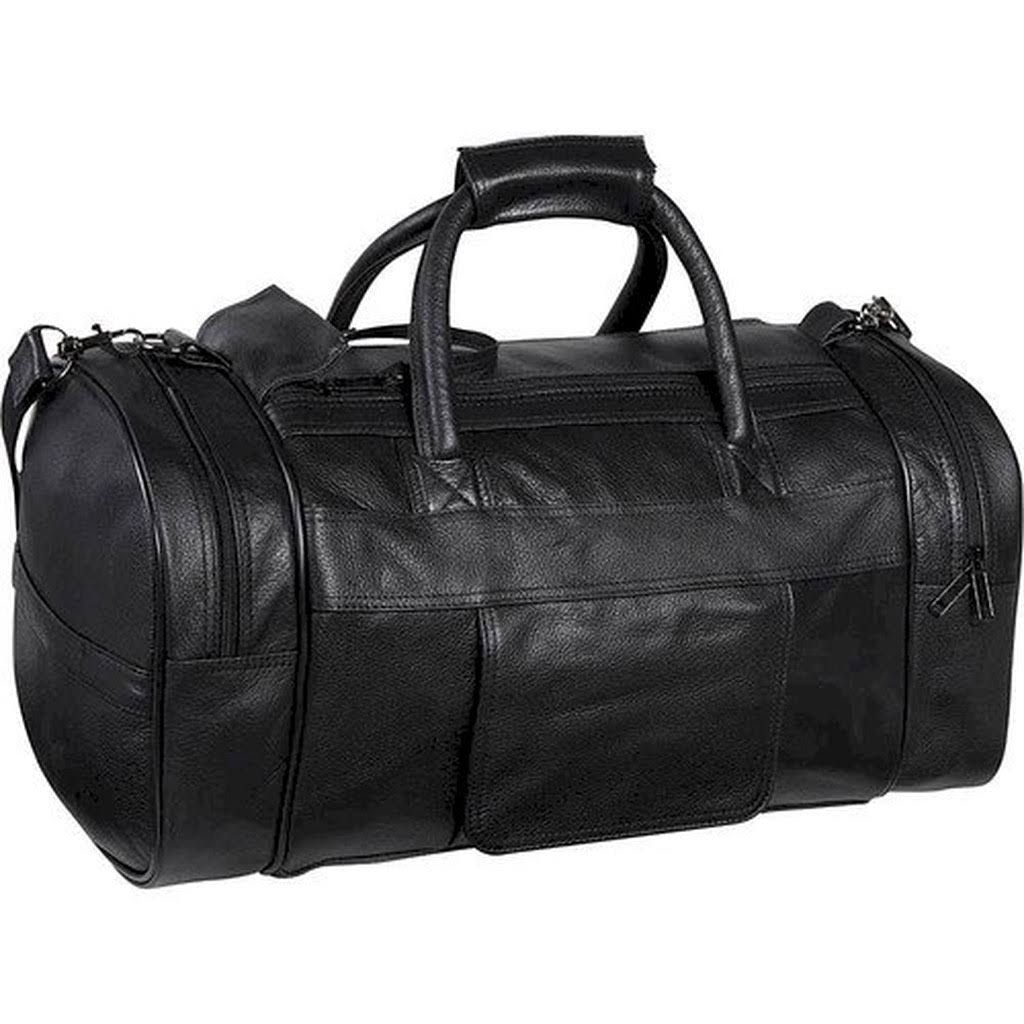 Leather 20 in. U Shaped Duffel Black R517