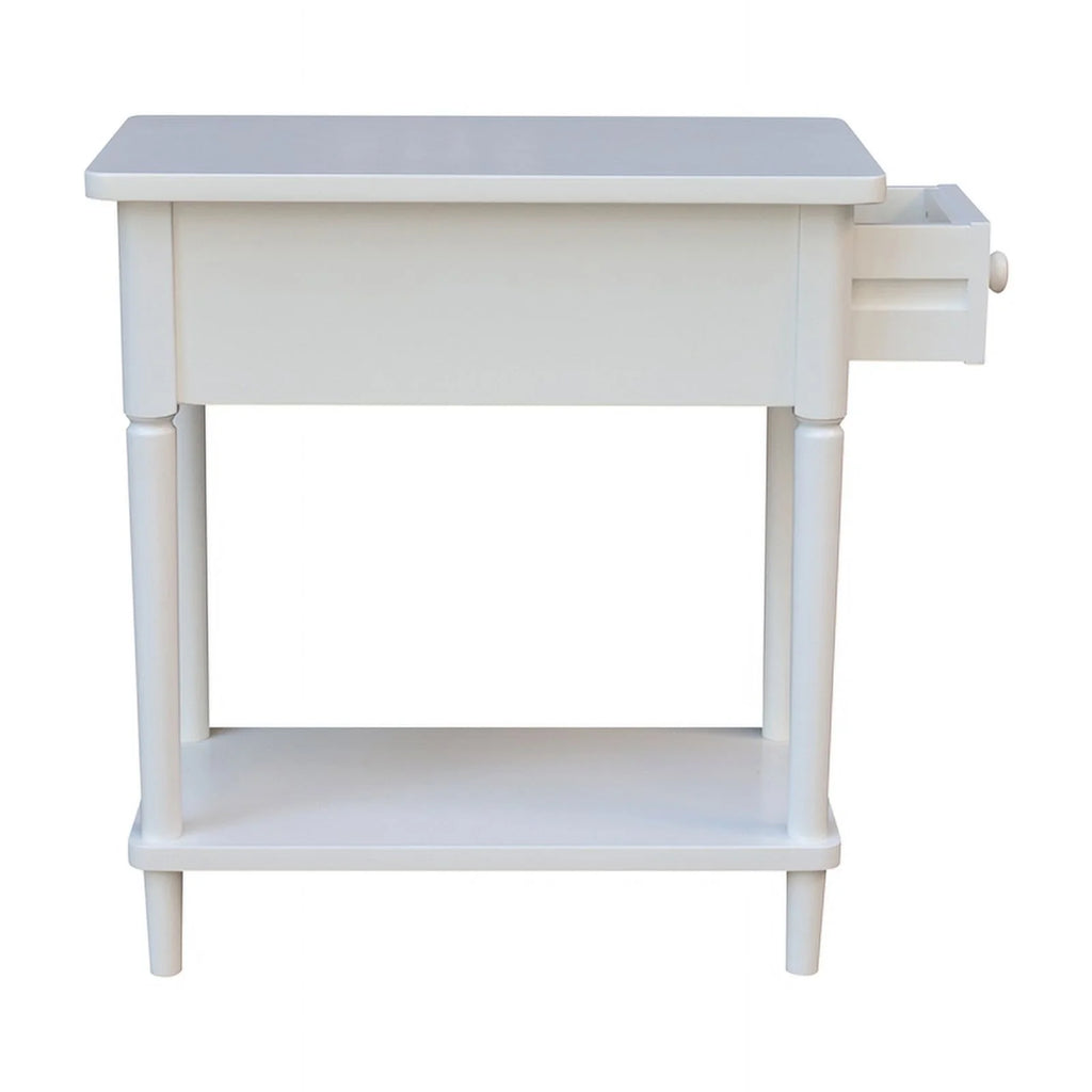 White Narrow Solid Wood Side Table B2162