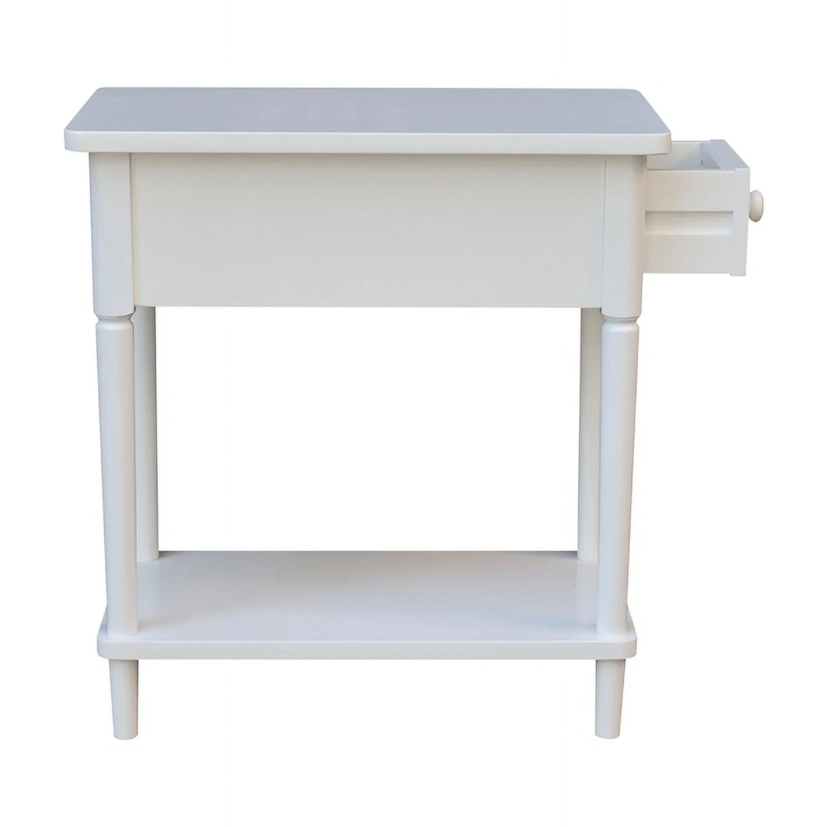 White Narrow Solid Wood Side Table B2162