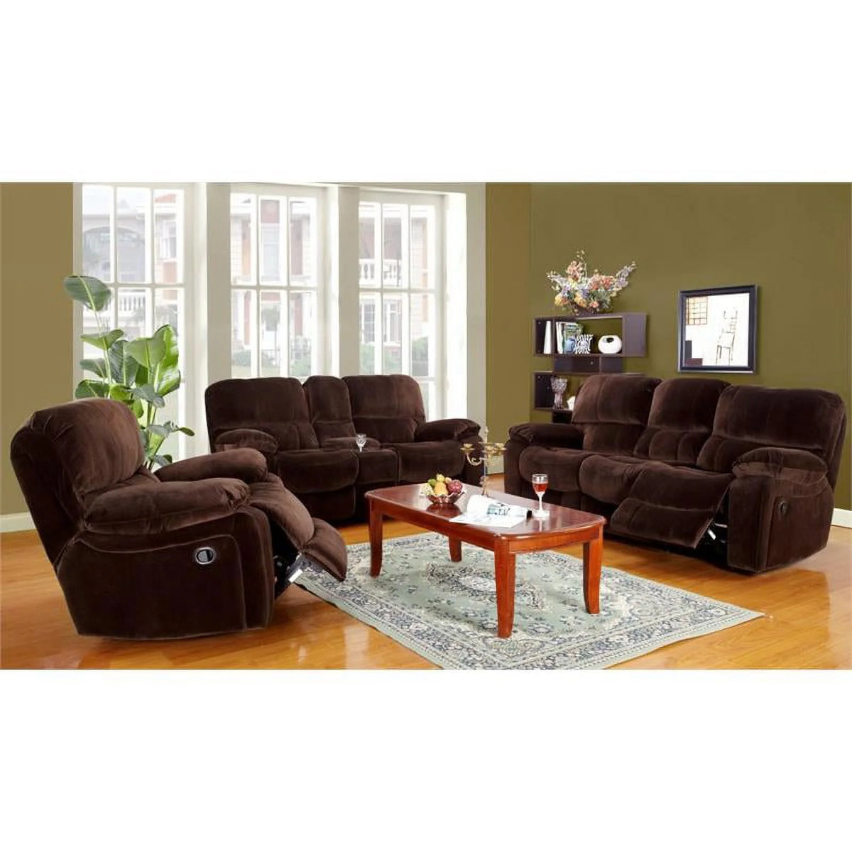Chocolate Reclining Sofa O6370