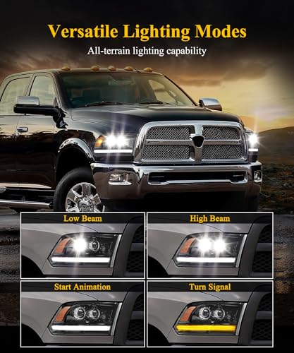 Full LED Headlights Assembly Pair with DRL Sequential Turn Signal Hi/Low Beam 6500K 12V IP67 I99043