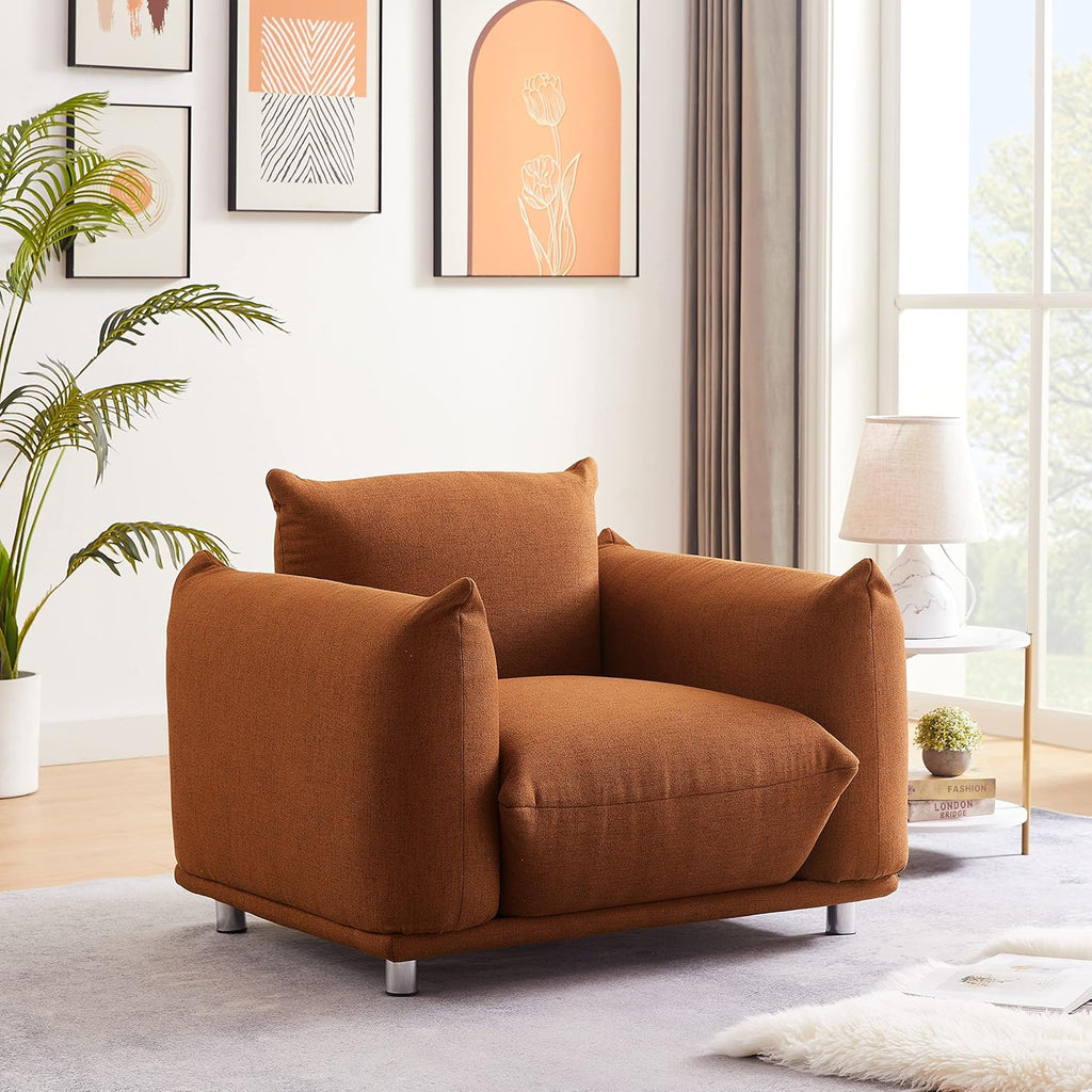 Rust Red Cotton Linen Accent Chair E29969