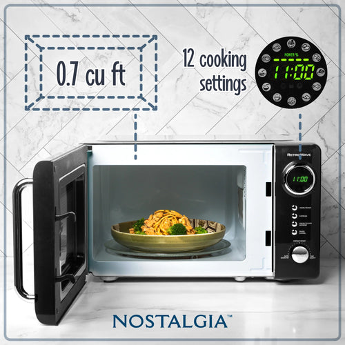 0.7 Cubic Foot 700-Watt Black Countertop Microwave Oven H335