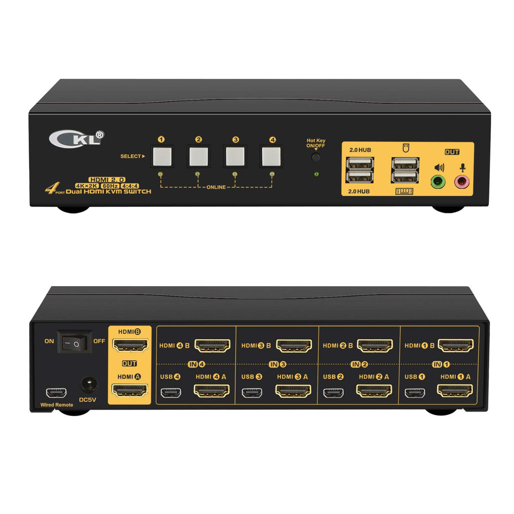 2 Port KVM Switch Dual Monitor HDMI 4K 60Hz with Cables P762