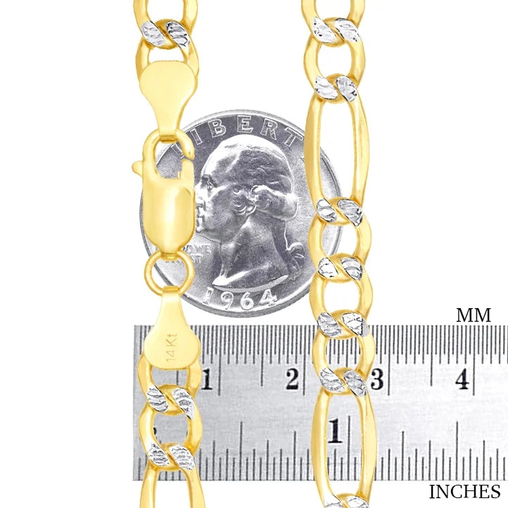 14k Yellow Gold Solid Figaro Chain Necklace 20" - 30" Q959