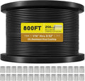Vinyl Coated Wire Rope 1/16 Inch Overmolded to 3/32 Inch, 800FT 304 Stainless Steel Cable with 250 Pcs Crimping Sleeves J647147