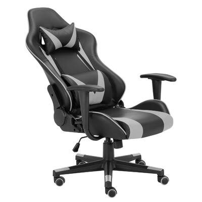 Black/Gray Leather High Back Racing Game Chair Y63445