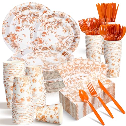 400 Pcs Fall Disposable Dinnerware Set for 50 Guest P8183