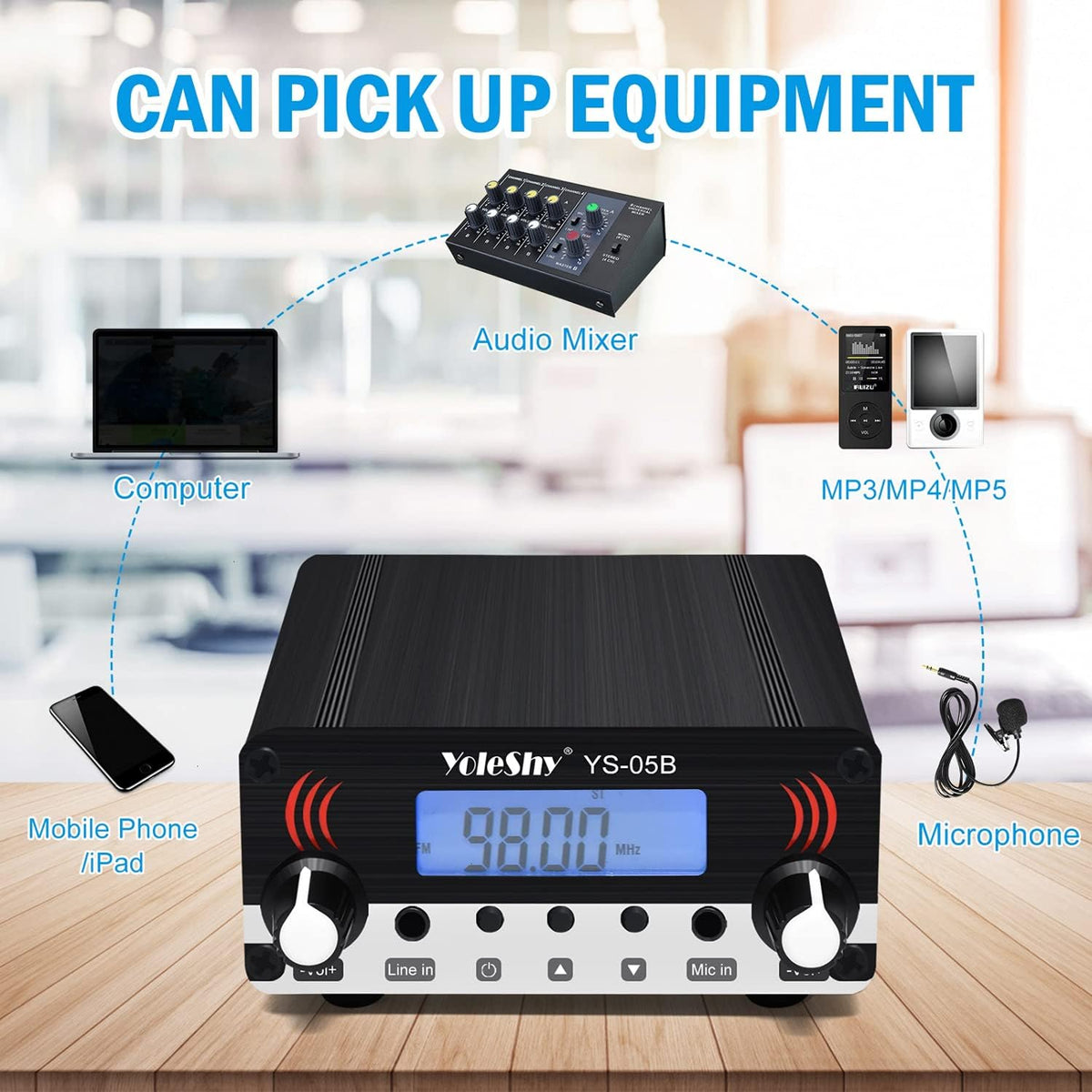 Black FM Transmitter with Antenna D75889