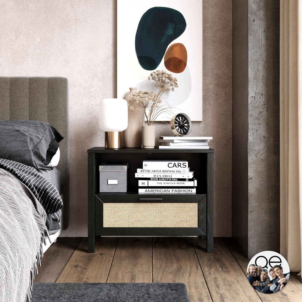 Black 1 Drawer Nightstand W85998