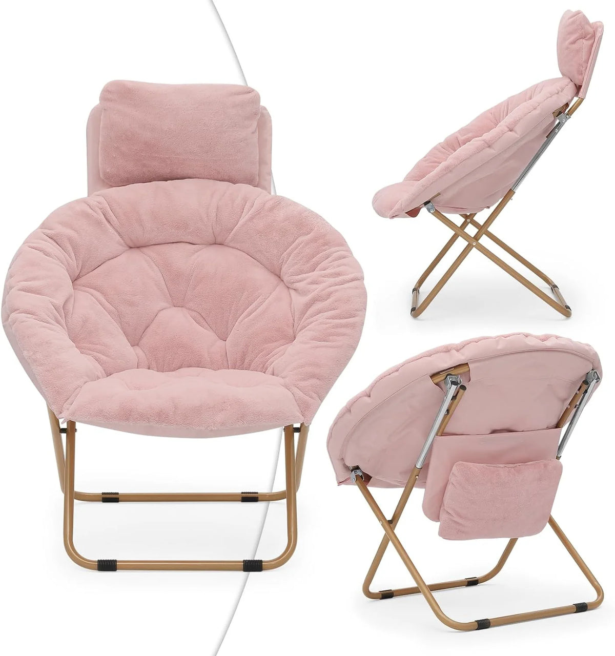 Oversized Foldable Saucer Chair with Head Rest I245