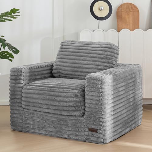 Grey Giant Bean Bag Chair with Pillows and Armrests E3863