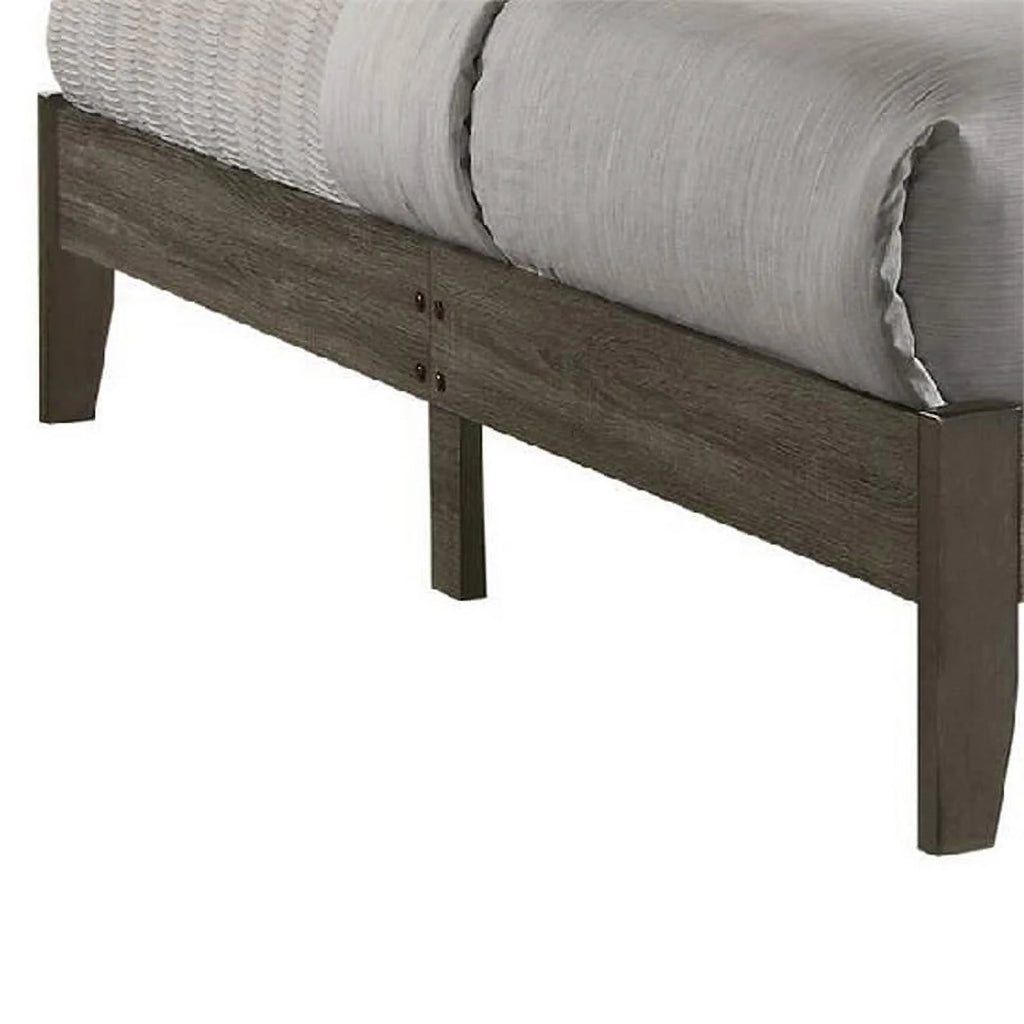 King Size Gray Wooden Platform Bed Q689