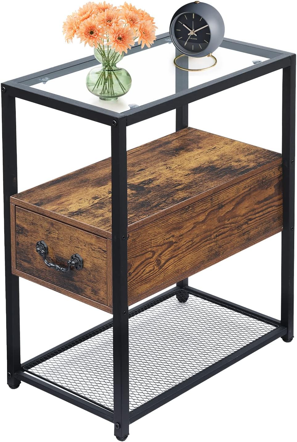 Brown 2 Drawer Nightstand with Shelf Q162393