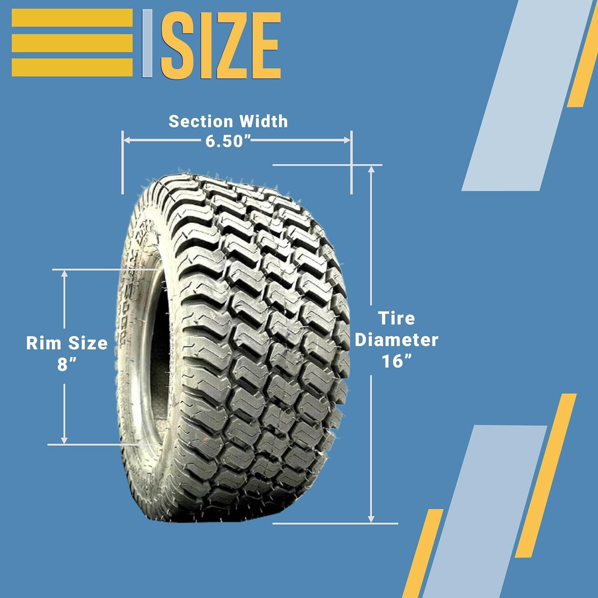 16x6.50-8 Lawn Tractor Turf Tire 4 Ply Rated V382980