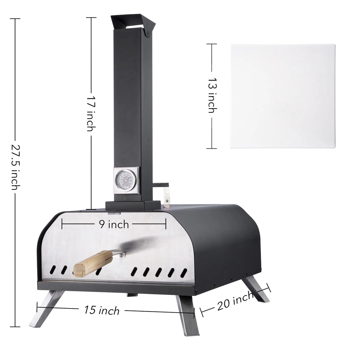 13 Wood Fired Stainless Steel Pizza Oven with Pizza Stone E348366