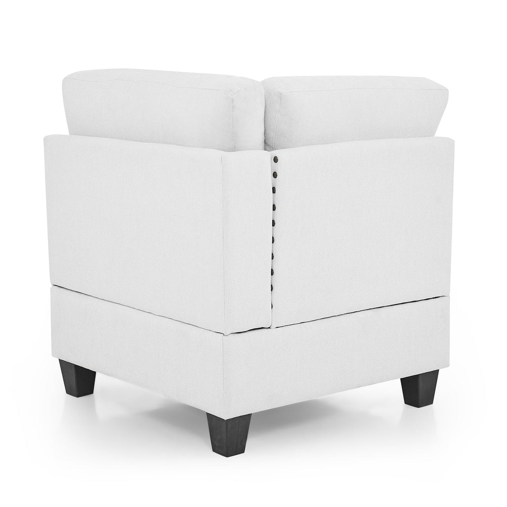 U Shape Modular Sectional Sofa with Seven Single Chair, Four Corner and One Ottoman, Ivory E702115