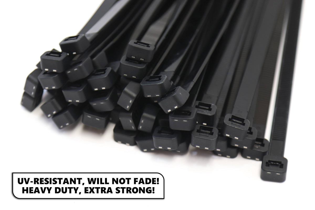 500 Pack Heavy Duty 18 Inches Black Nylon Cable Zip Ties S970
