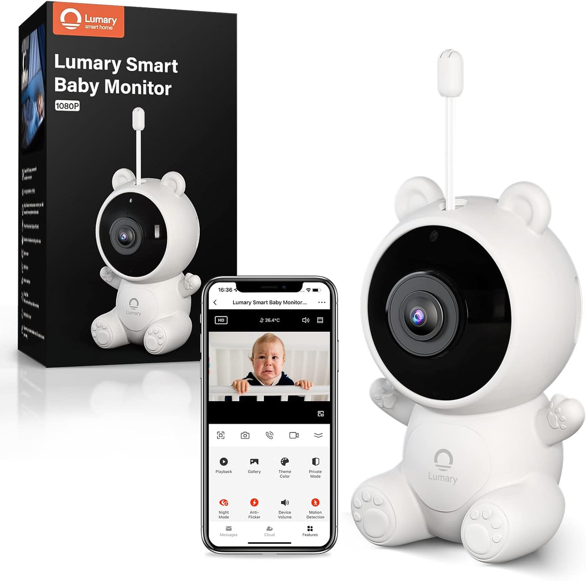 Baby Monitor with Camera and Audio, 1080P WiFi, Night Vision Z52522