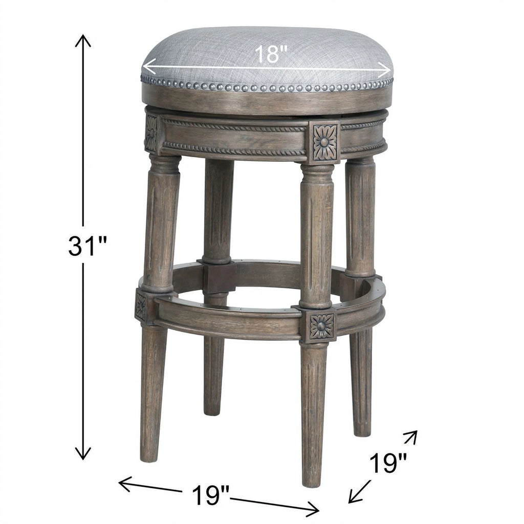 31"H Backless Swivel Bar Stool Weathered Gray N51159