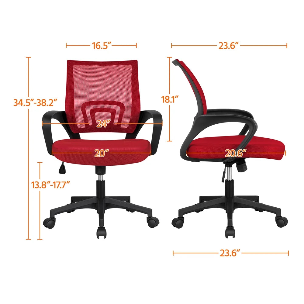 Red Mesh Office Chair with Armrest, Set of 2 Q7037