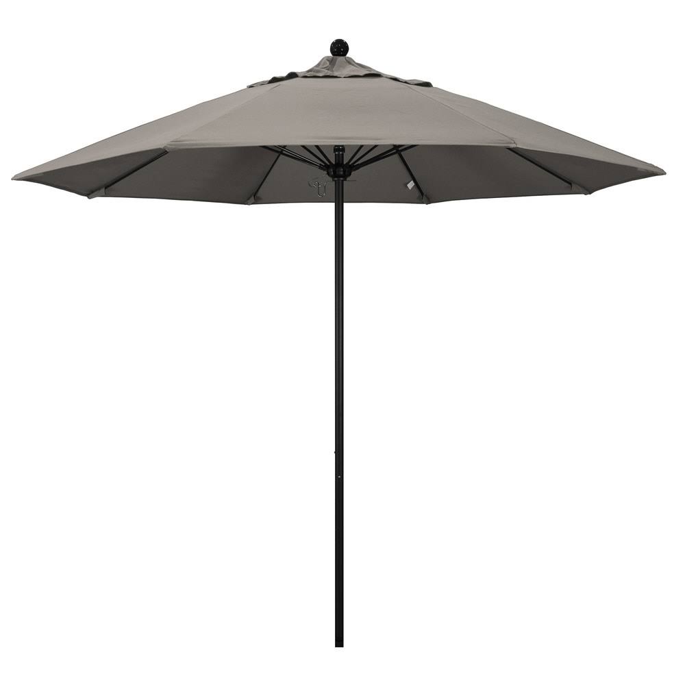 9 ft. Stone Black Aluminum Market Patio Umbrella with Manual Lift and Fiberglass Ribs A50589