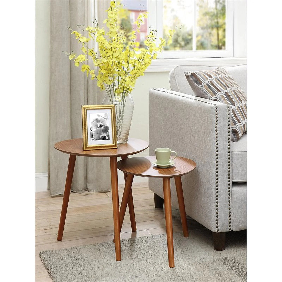 Mid-Century Wood Nesting End Table Set of 2 U281381