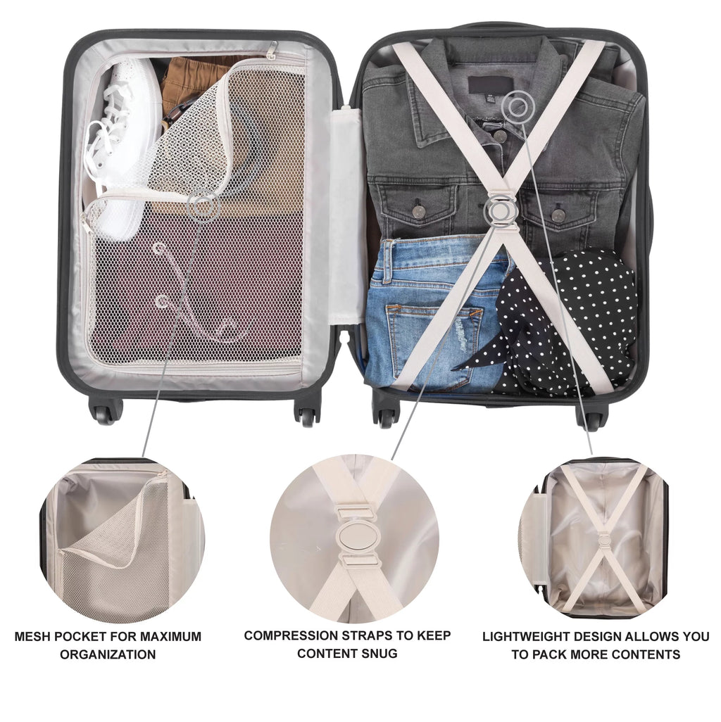 3 Piece Set Hardside Spinner Luggage, Black M5784