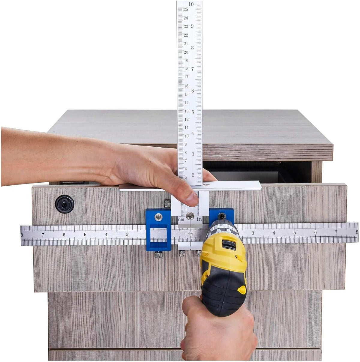 Cabinet Hardware Jig Aluminum Alloy Drill Guide Drawer Pull Drilling Templates Tool Pack of 2 R350240