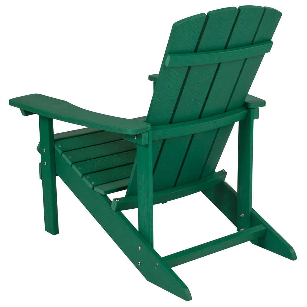 Set of 4 Green All-Weather Poly Resin Adirondack Chairs M159880