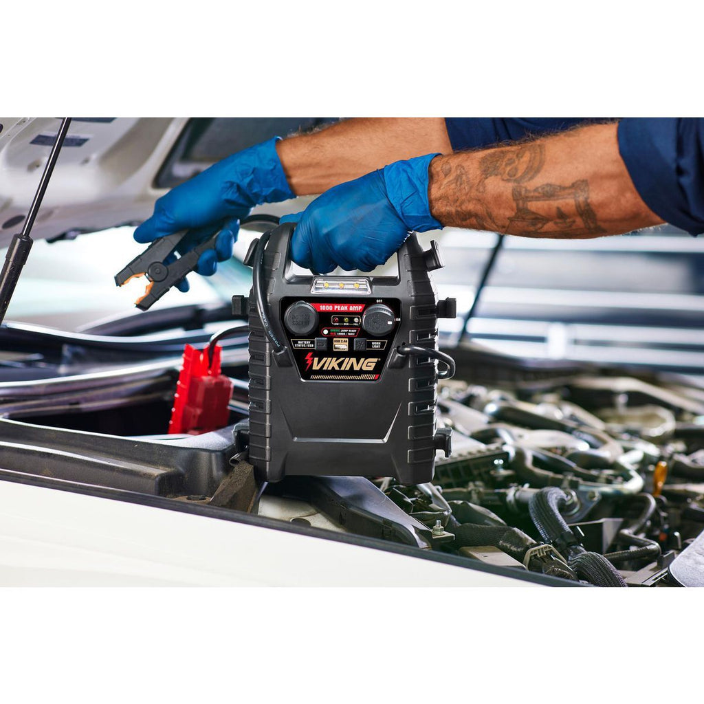 1000 Peak Amp Jump Starter and Power Pack with 150 PSI Air Compressor E8198