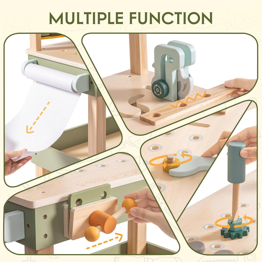 Wooden Kids Tool Bench with Tool Belt and Play Tools Set F706476