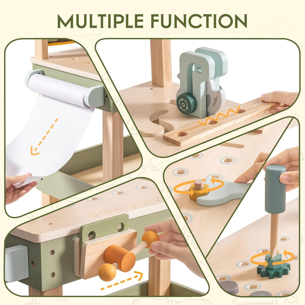 Wooden Kids Tool Bench with Tool Belt and Play Tools Set F706476
