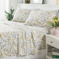 White Printed Cotton Bed Sheets, 4 Pcs, Full C42503